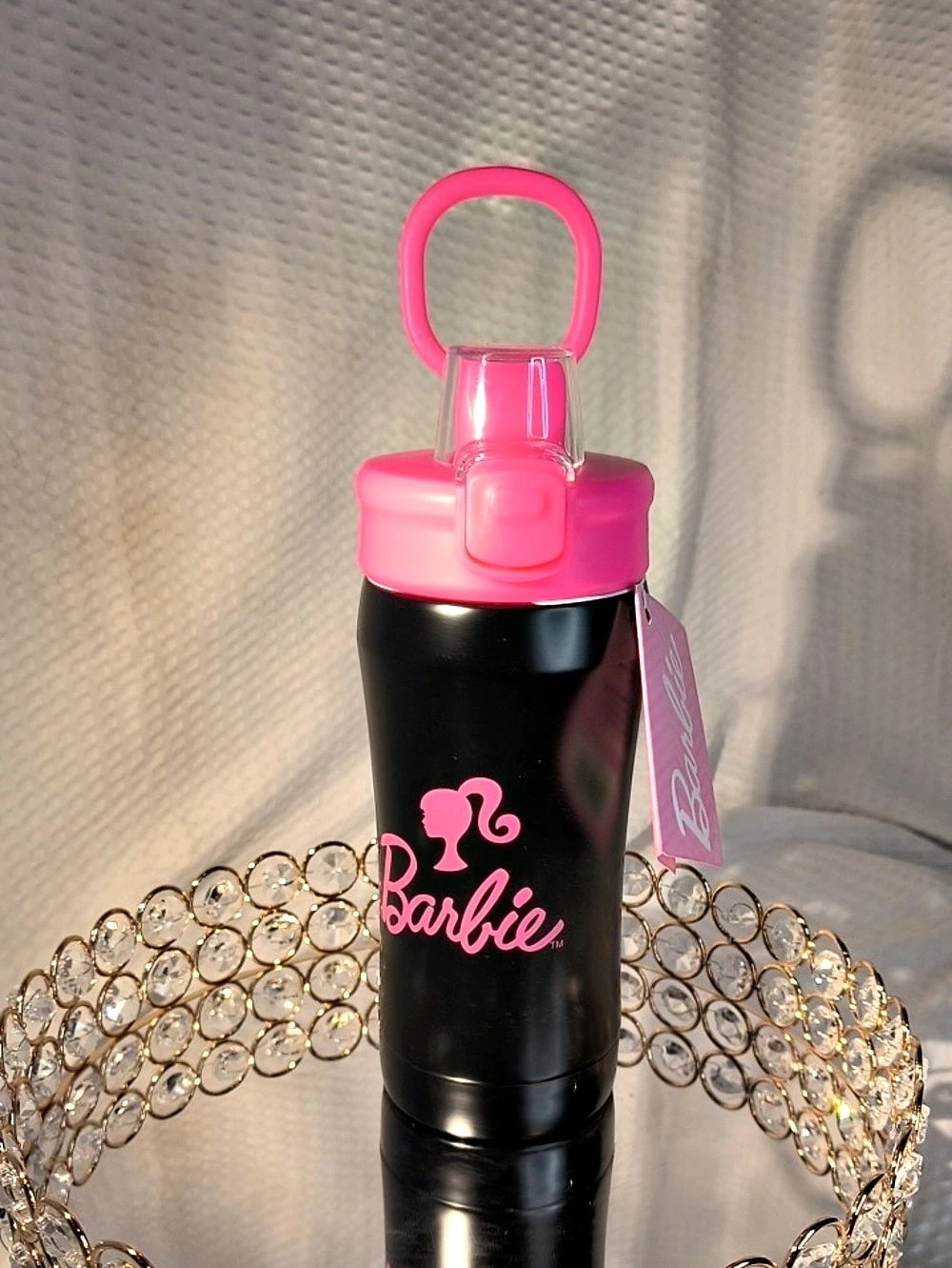 Barbie Collection Double Wall Stainless Steel Insulated Bottle Black & Pink16 Oz